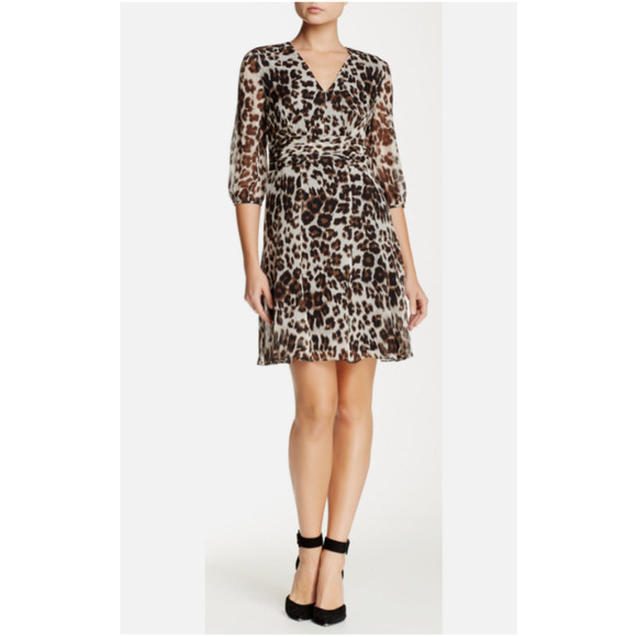Diane Von Furstenberg DVF Sz 4 Animal Print Silk Dress, 3/4 Length Sleeve A60 - Picture 1 of 11